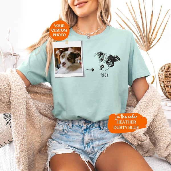 Custom Pet Shirt | Dog Cat Pet Portrait Gift, Custom Dog Photo and Name Shirt, Pet Memorial Lover Gift, Cat Dog Mom Gift, Custom Cat Shirt