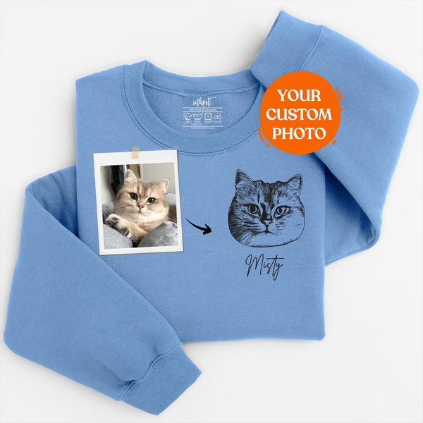 Custom Pet Portrait Sweatshirt: Personalized Dog/Cat Photo Gift