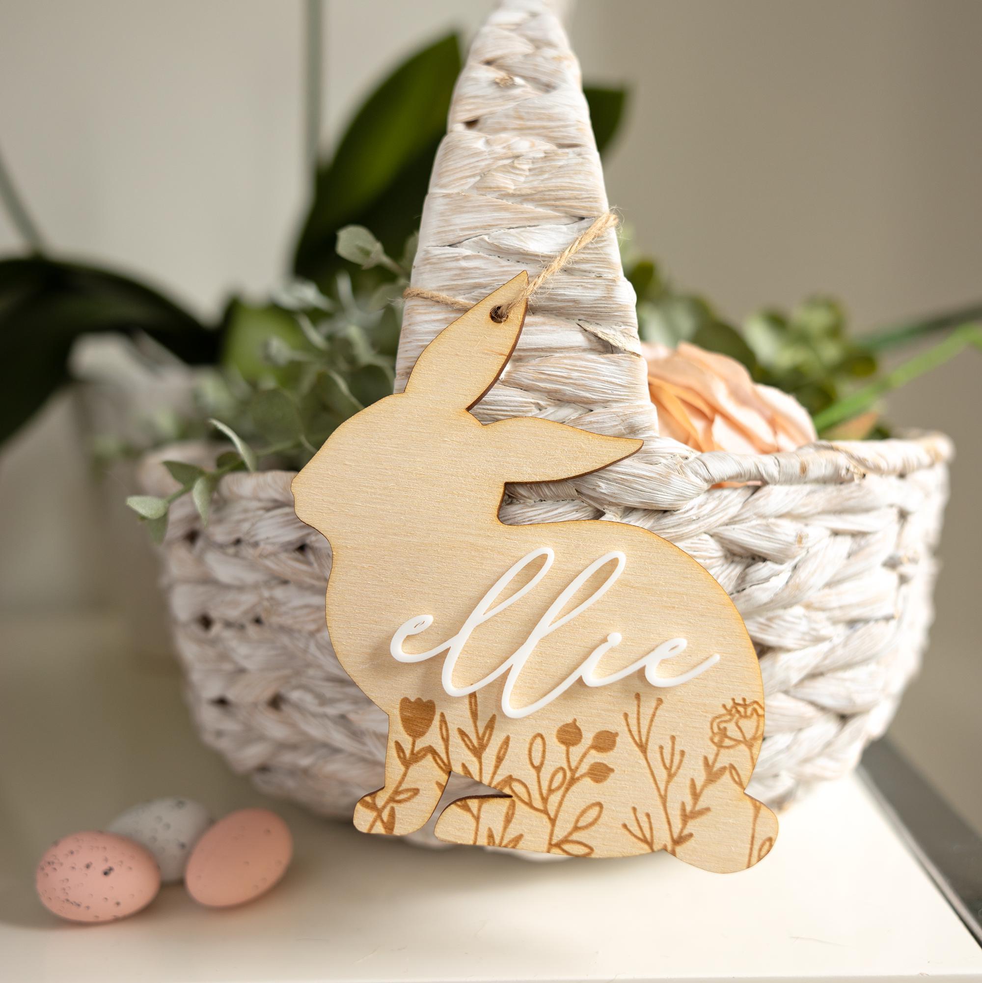 Personalized Bunny Easter Basket Tag | Custom Easter Egg Tag, Easter Gift for Kids, Easter Decor,Cute Bunny Tag, Easter Basket Name Tag