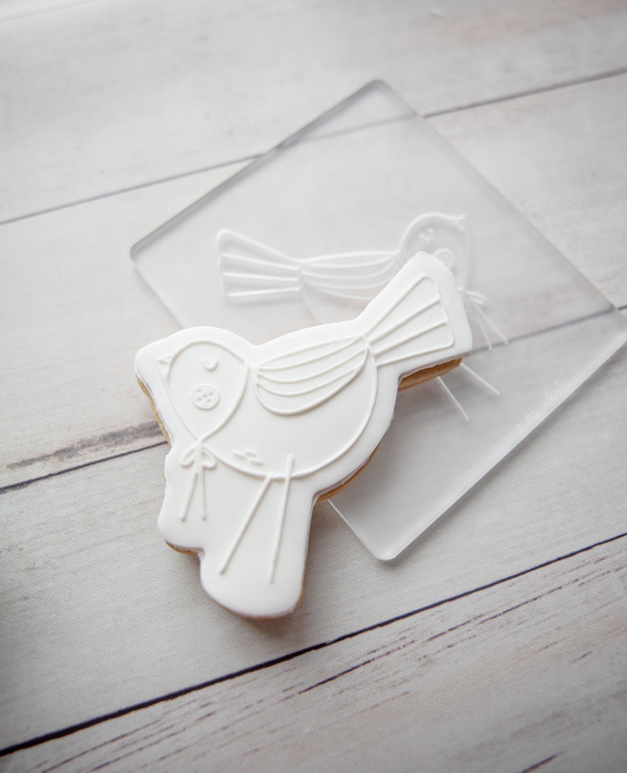Spring Bird - Acrylic Fondant Embosser With Optional Cutter