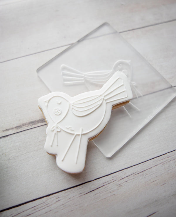 Spring Bird - Acrylic Fondant Embosser With Optional Cutter