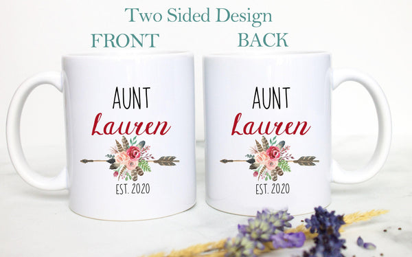 Boho Bohemian Red Personalized Aunt Name - White Ceramic Mug