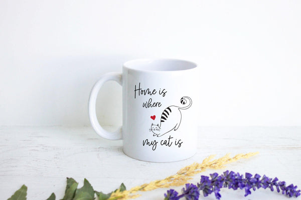 Home Is Where My Cat Is - White Ceramic Mug