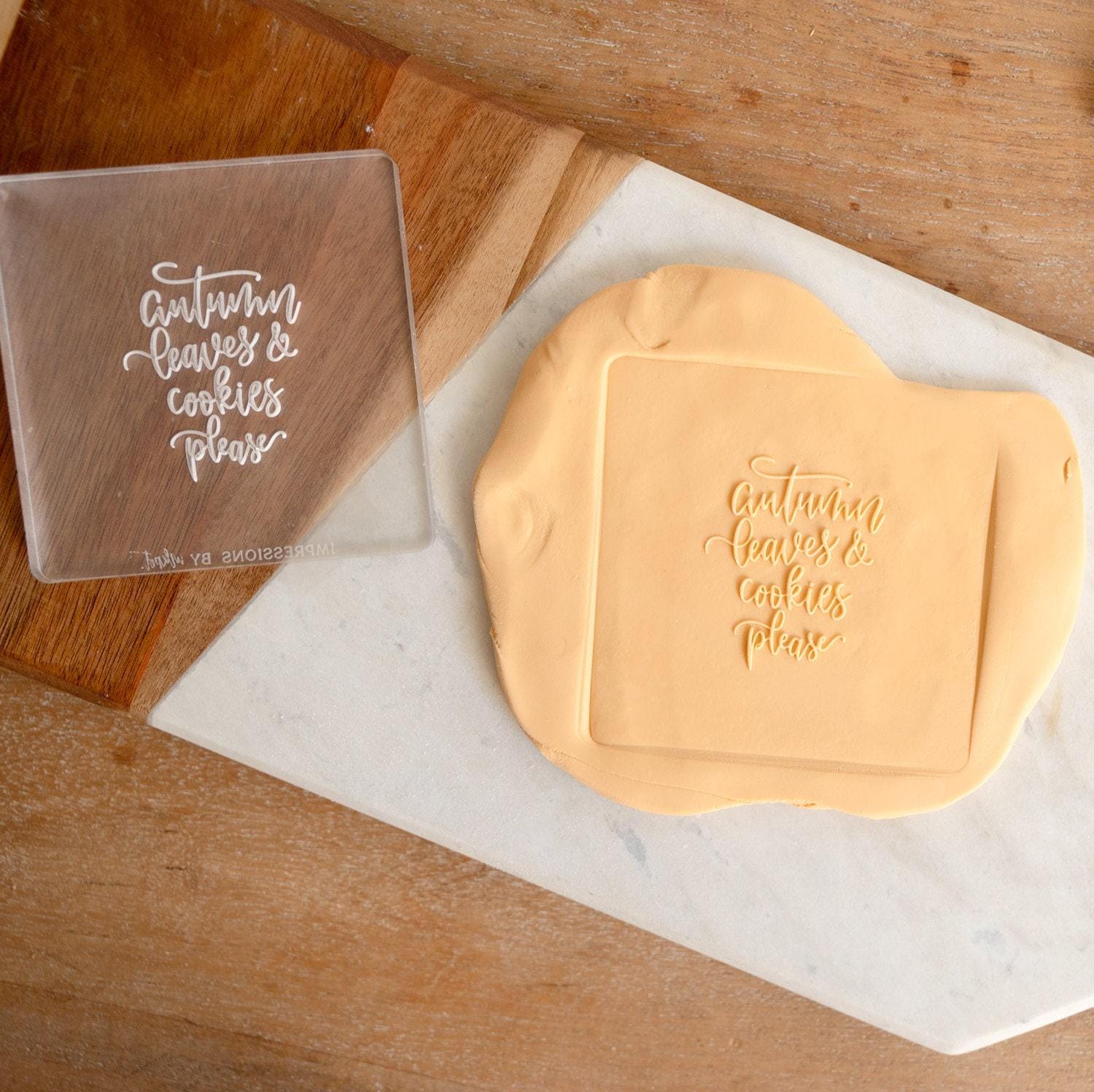 Autumn Leaves and Cookies Please Embosser Stamp and Cutter
