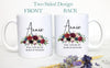Burgundy Floral Bridesmaid Custom Name - White Ceramic Mug