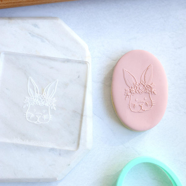 Easter Bunny Face Acrylic Fondant Embosser With Cutter