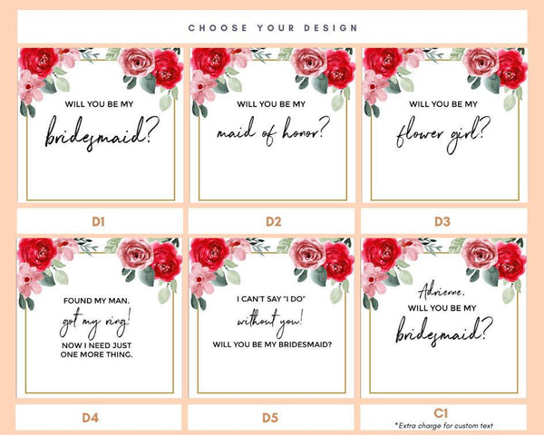 Bridesmaid Pearl Necklace Gift - Red Floral