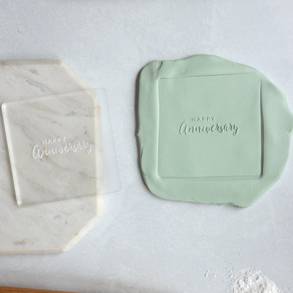 Happy Anniversary Fondant Embosser Stamp and Cutter