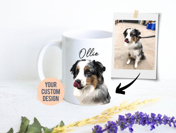 Custom Dog Mug, Pet Portrait, Personalized Dog Lovers Mug, Dog Owner Gift, Dog Mom, Dog Dad, Gift for Dog Photo Mug, Pet Loss, Dog Memorial