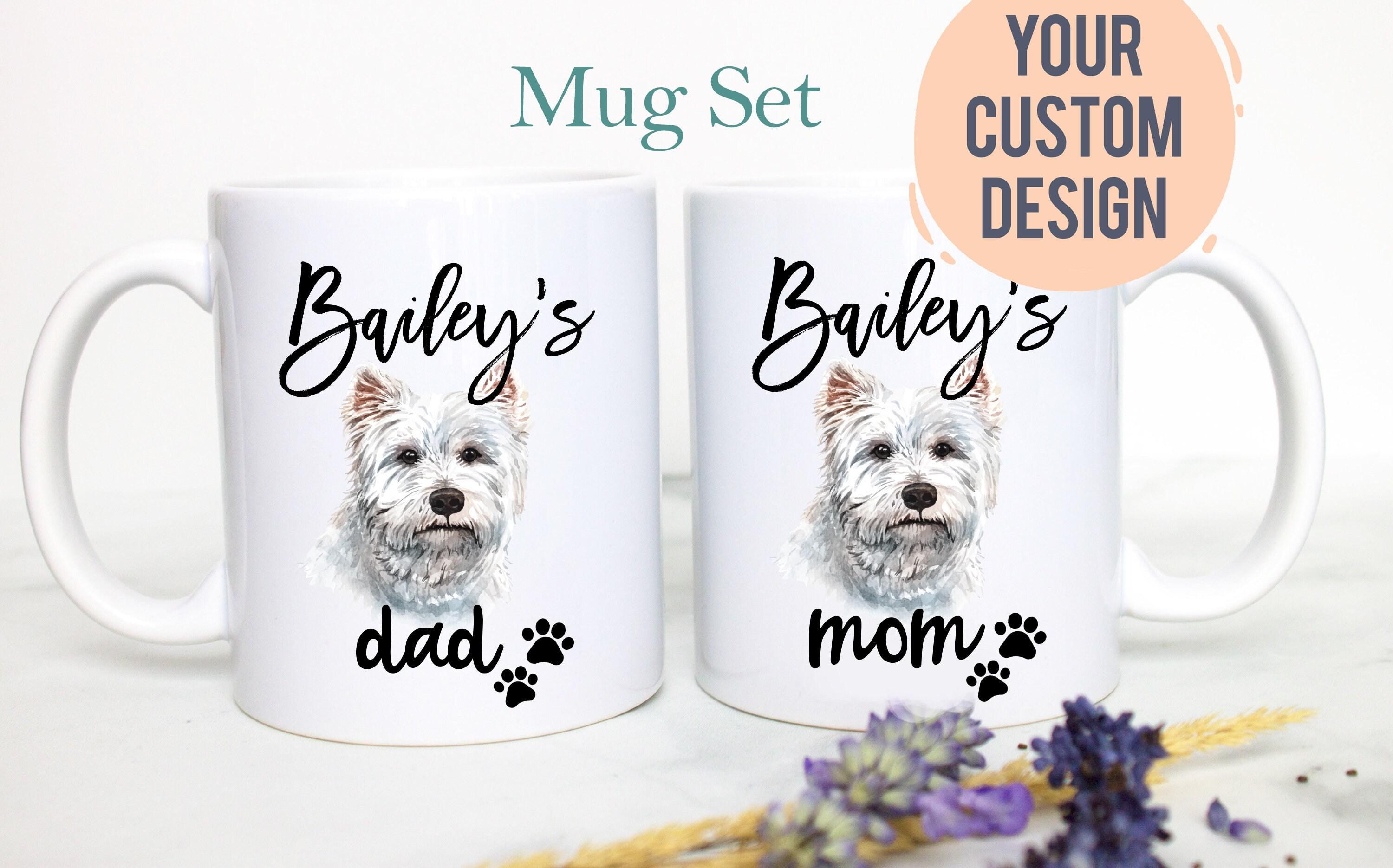 Personalized White Terrier Dog Individual or Mug Set - White Ceramic Custom Mug