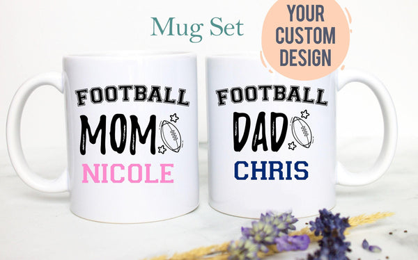 Football Mom Dad Individual OR Mug Set - White Ceramic Mug