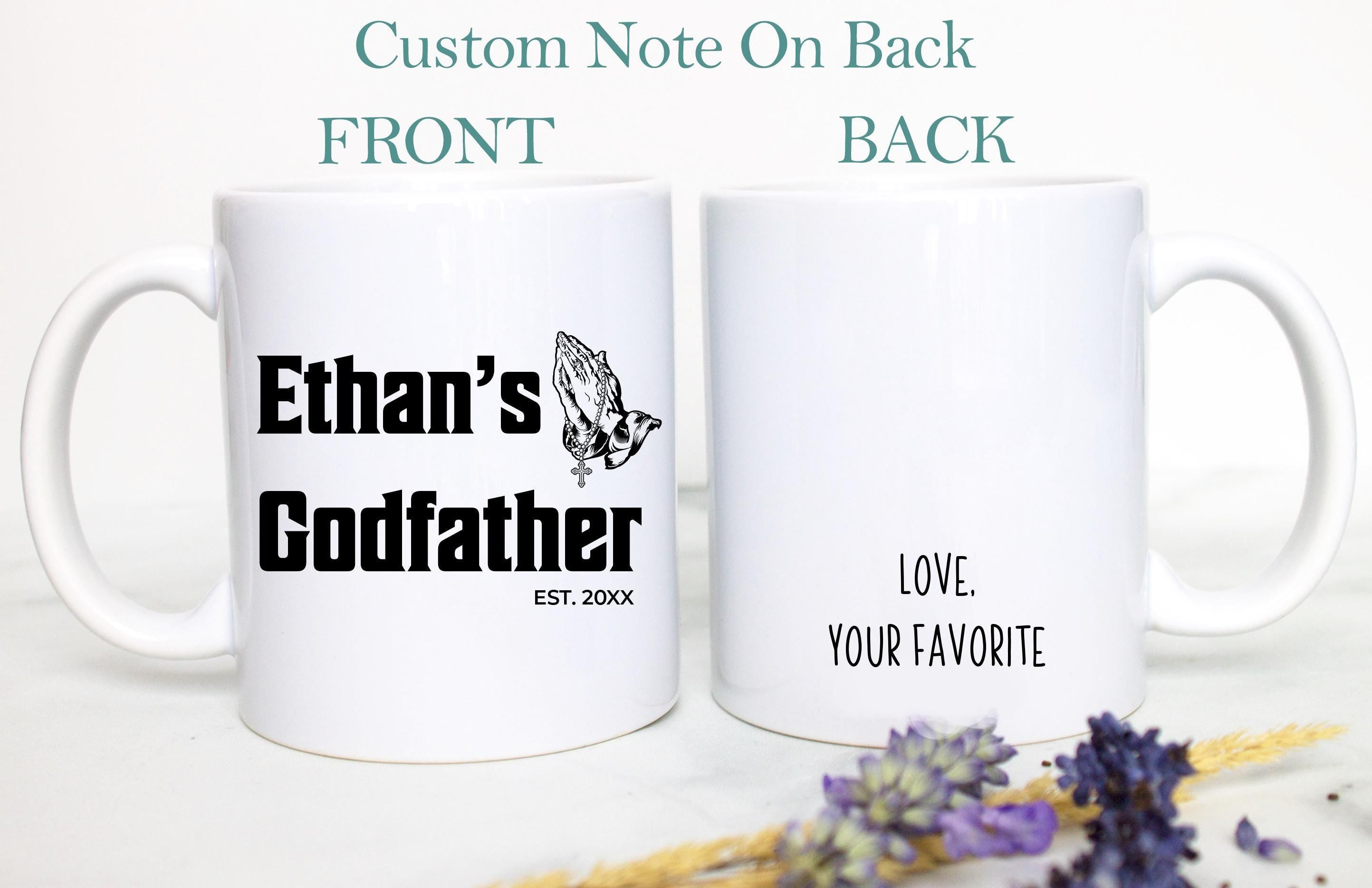 Custom Name Godfather Mug | Will You Be My Godfather To Be Gift, New Godfather Gift, Godparents Gift New Godfather Announcement Baptism Gift