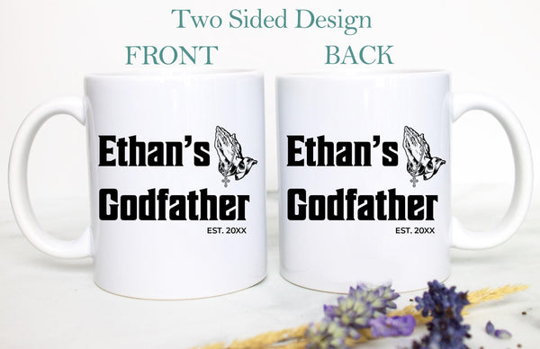 Custom Name Godfather Mug | Will You Be My Godfather To Be Gift, New Godfather Gift, Godparents Gift New Godfather Announcement Baptism Gift