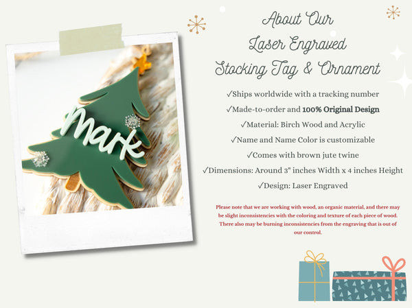 Personalized Name Christmas Stocking Tag