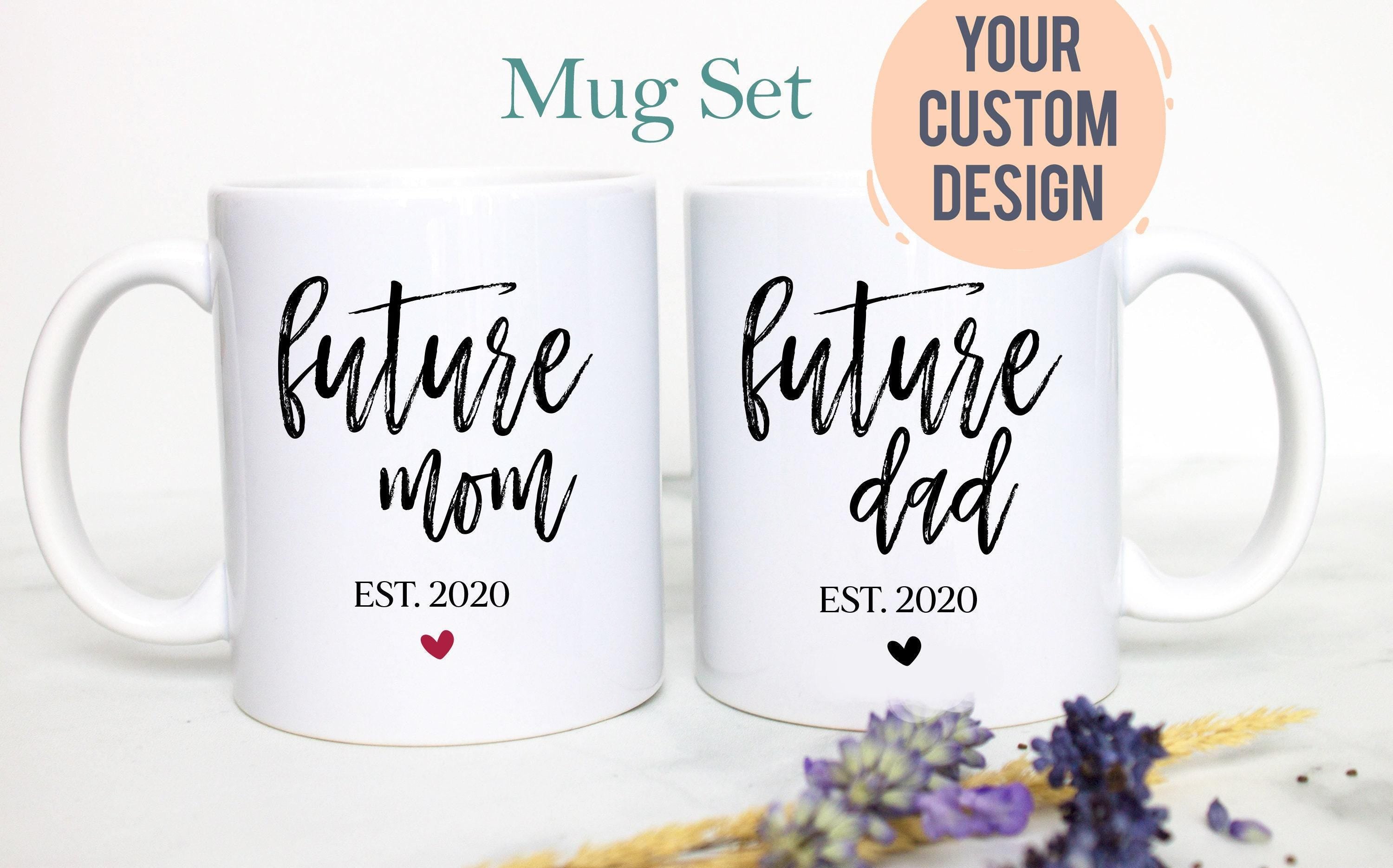Future Mom and Dad Individual or Mug Set Custom Date - White Ceramic Mug