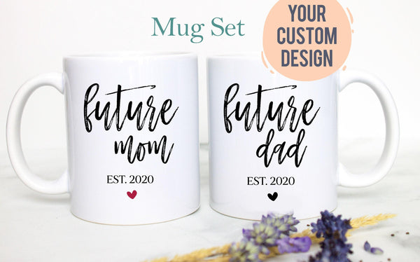 Future Mom and Dad Individual or Mug Set Custom Date - White Ceramic Mug