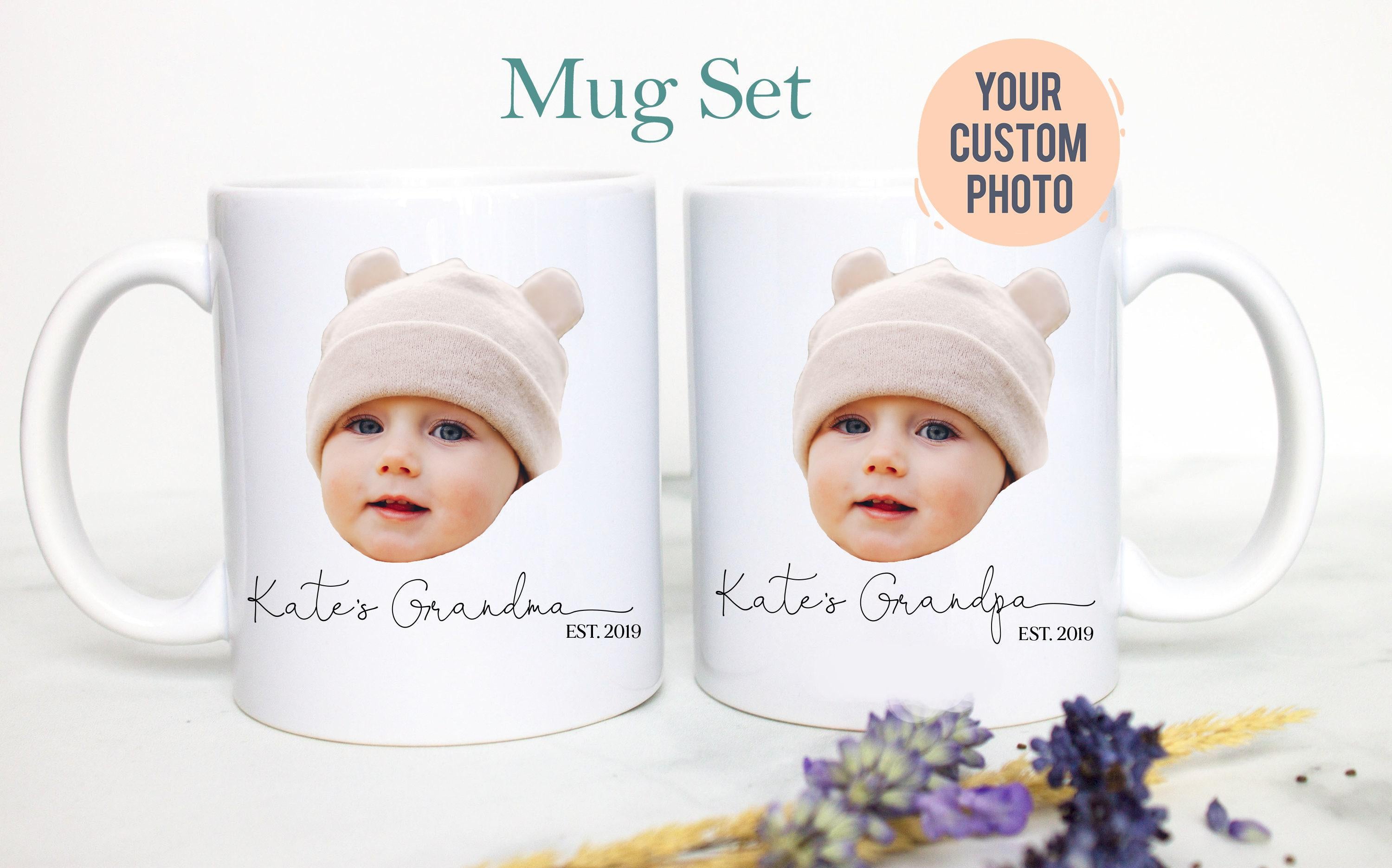 Custom Baby Face Photo Gift For Grandpa Grandma Individual OR Mugset, Personalized Photo Mug, Christmas Gift Grandma, Baby Face Gift Mug