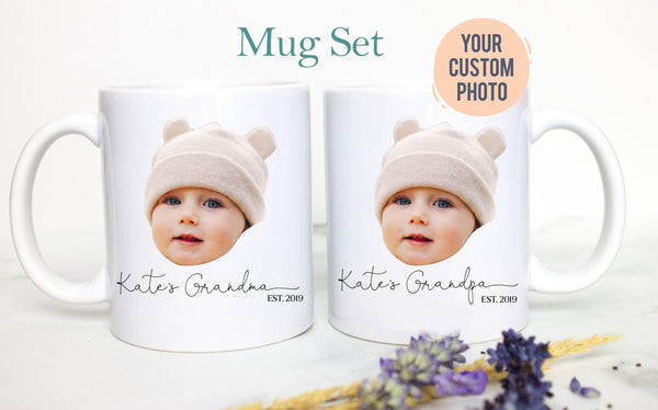 Custom Baby Face Photo Gift For Grandpa Grandma Individual OR Mugset, Personalized Photo Mug, Christmas Gift Grandma, Baby Face Gift Mug