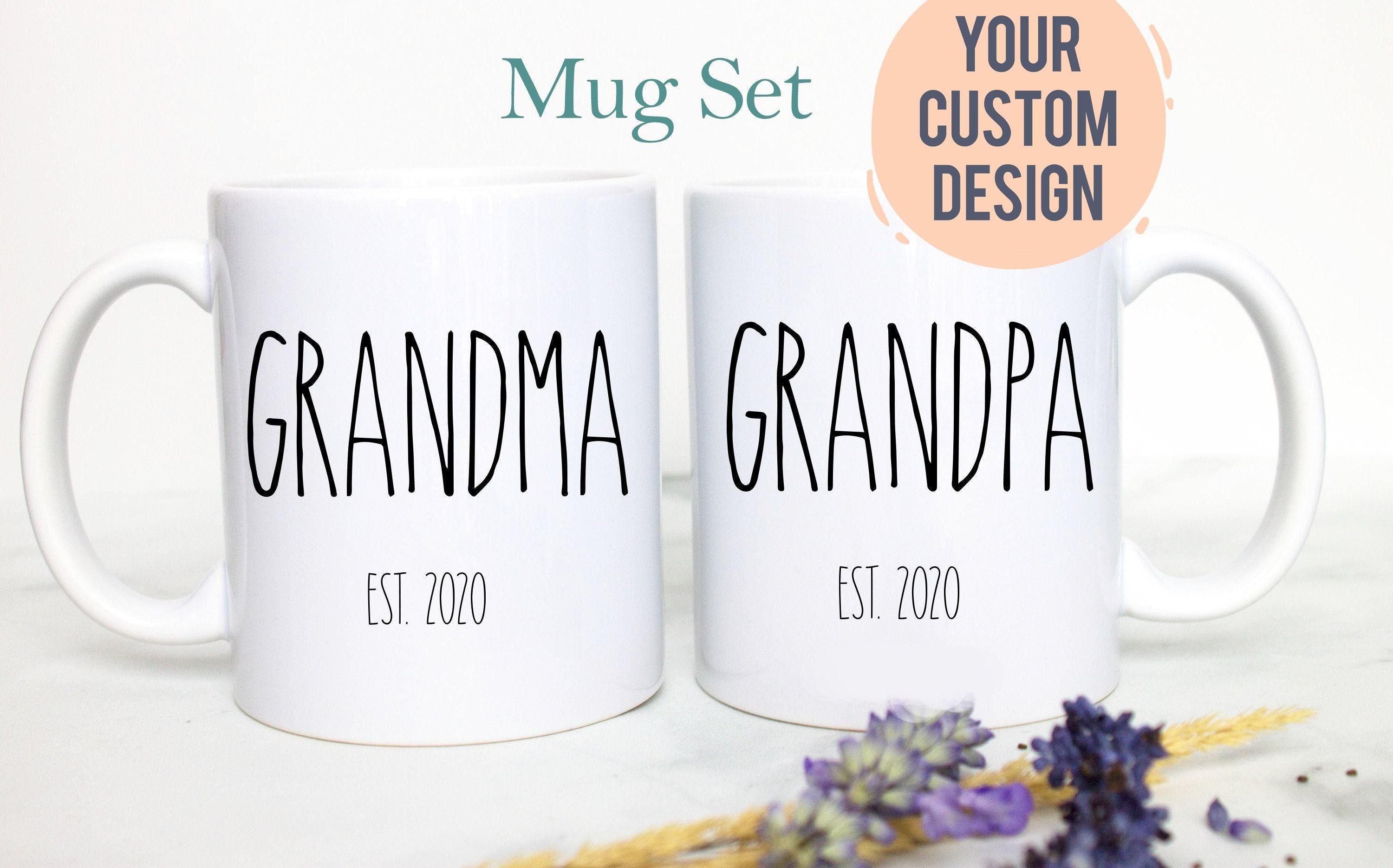 Grandpa and Grandma Rae Dunn Inspired Individual or Mug Set - White Ceramic Mug