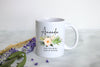 Boho Bohemian Succulent Floral Bridesmaid Custom Name With Date - White Ceramic Mug
