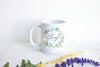 Elegant Floral and Green Leaves with Custom Name - White Ceramic Mug