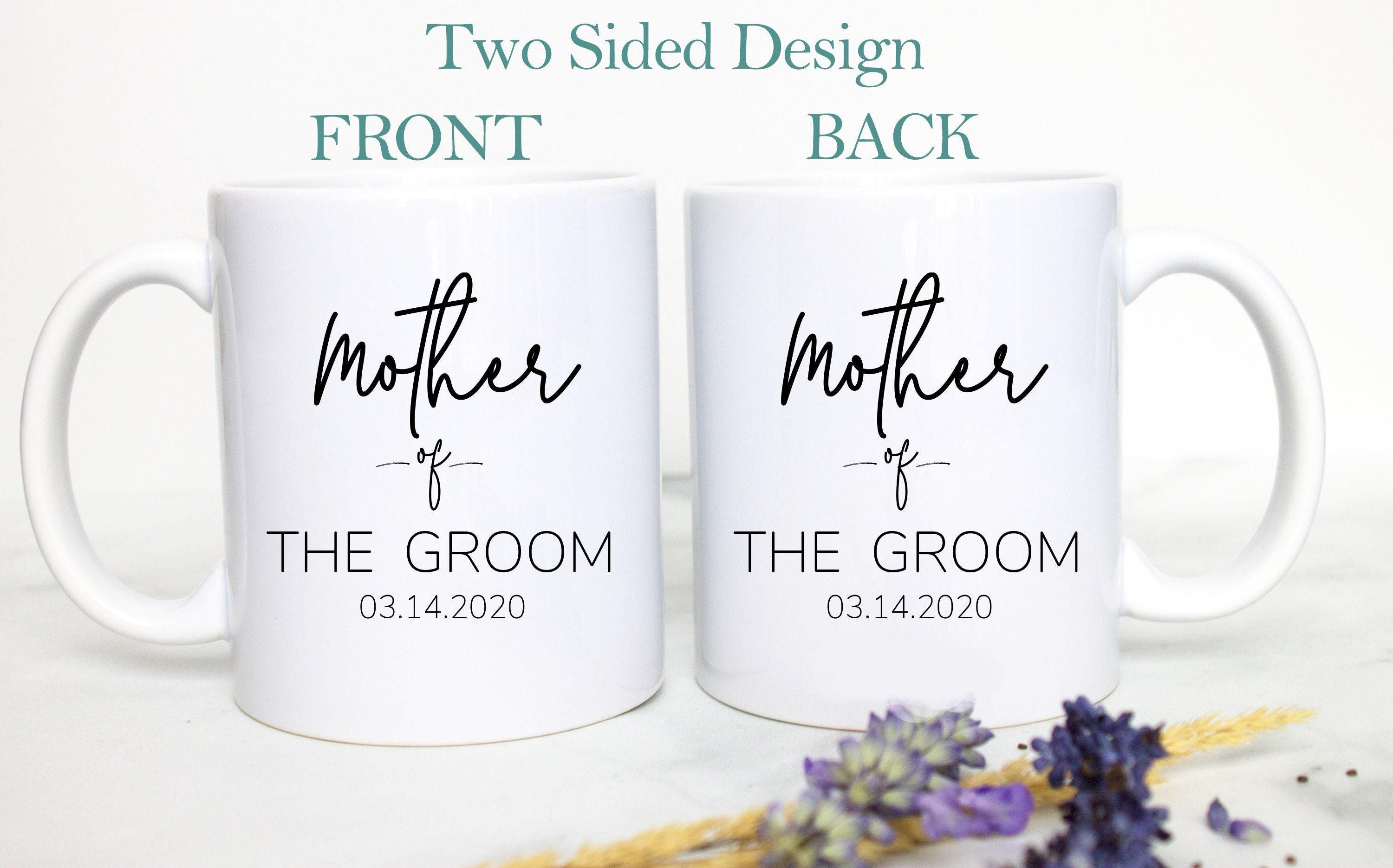 Father of the Groom Mother of the Groom Individual or Mug Set Custom Name With Date - White Ceramic Mug