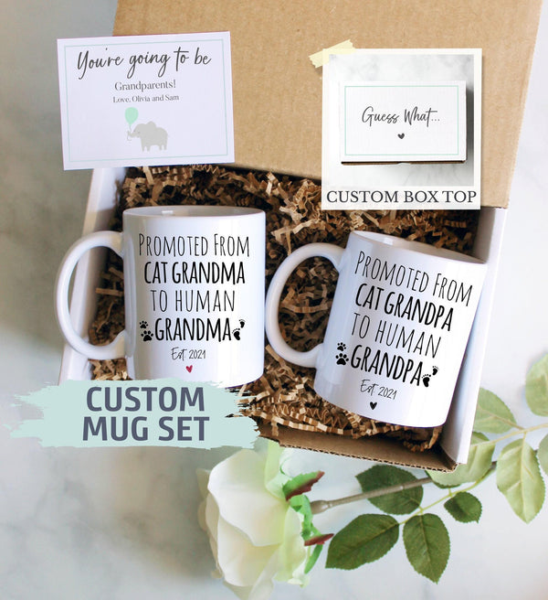 Pregnancy Announcement Gift Box | Promoted CAT Grandma Grandpa