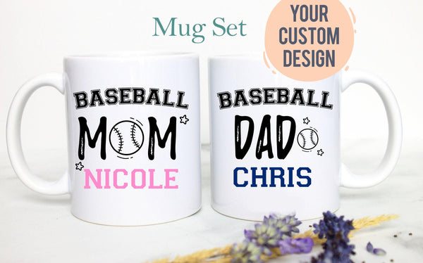 Baseball Mom Dad Individual OR Mug Set - White Ceramic Mug