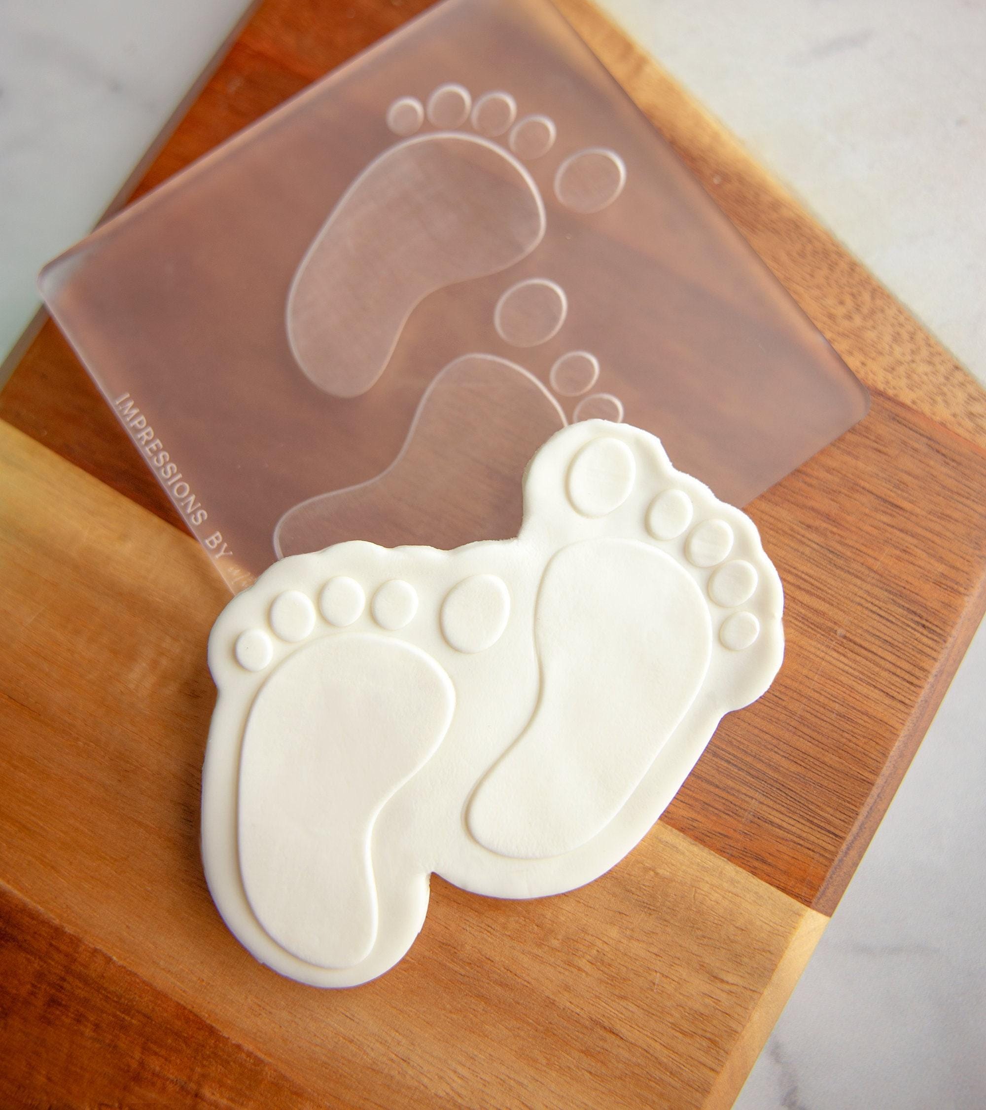 Baby Feet Plaque - Acrylic Fondant Embosser With Optional Cutter