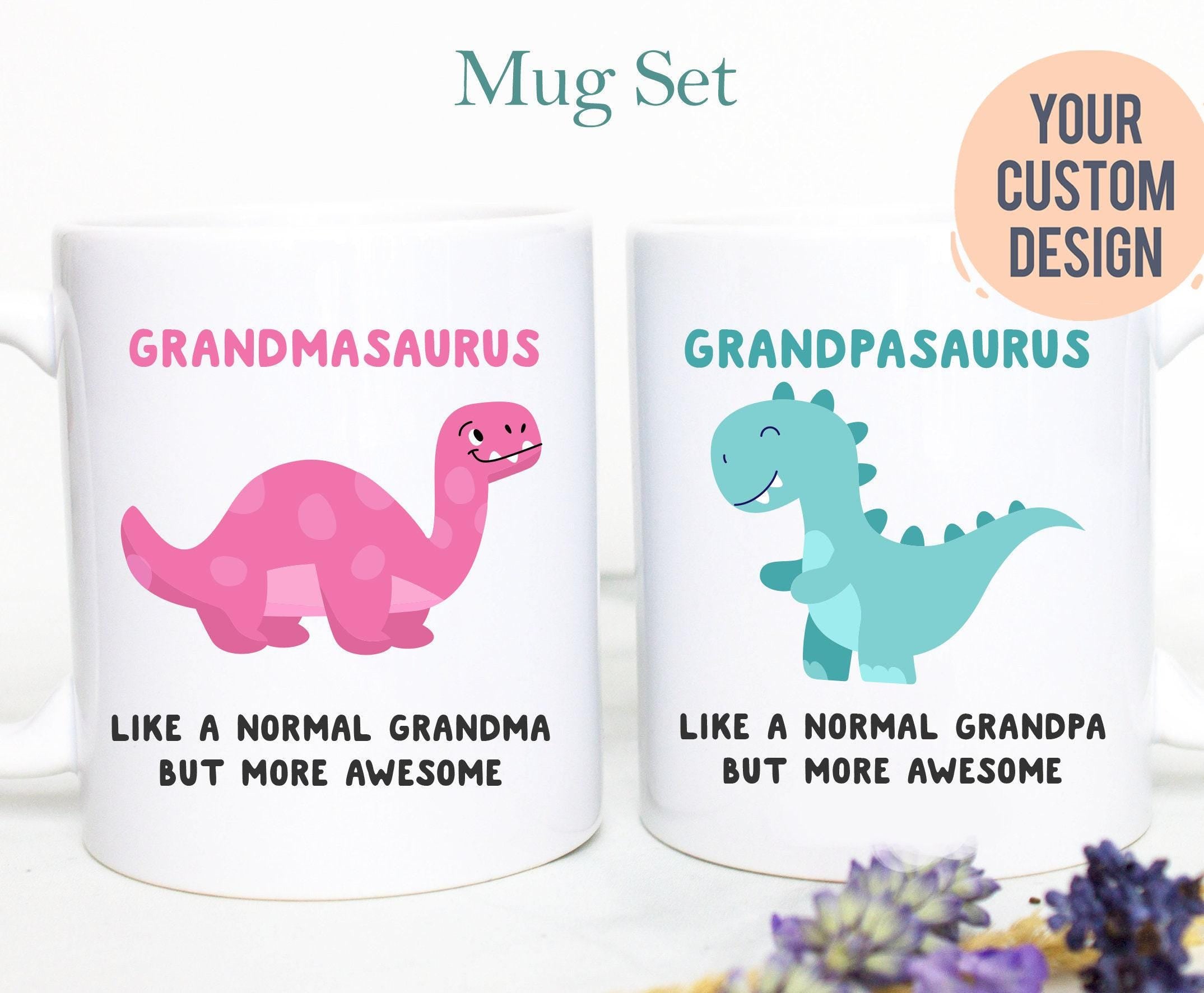 Grandmasaurus and Grandpasaurus Individual OR Mug Set