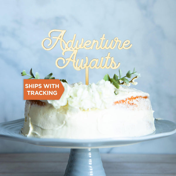 Adventure Awaits Wedding Cake Topper