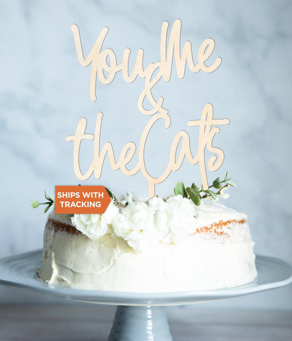 You Me and the Cats Wedding Cake Topper