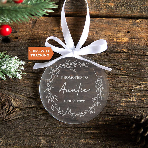 Custom Promoted to Auntie Or Uncle Ornament