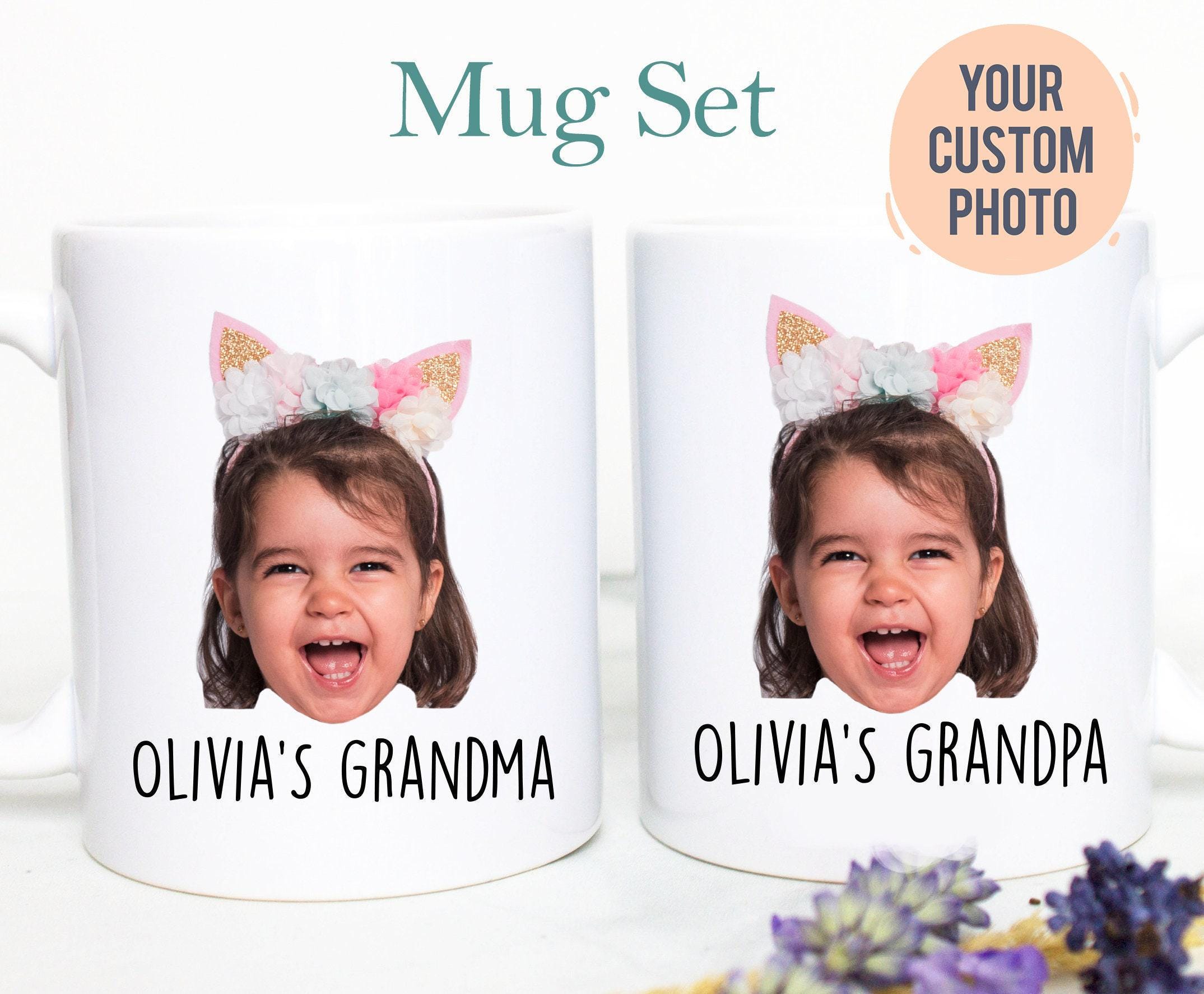 Custom Baby Face Photo Gift For Grandpa Grandma Individual OR Mugset, Personalized Photo Mug, Christmas Gift Grandma, Baby Face Gift Mug
