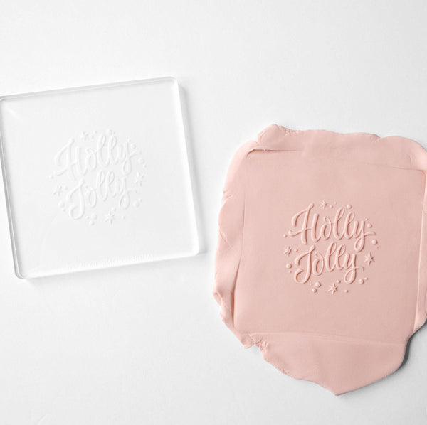 Holly Jolly Fondant Embosser Stamp and Cutter