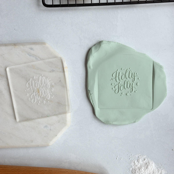 Holly Jolly Fondant Embosser Stamp and Cutter