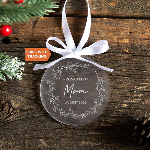 Custom Promoted to Mom Or Dad Ornament