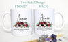 Burgundy Fall Winter Floral Mother of the Groom Custom Name With Date - White Ceramic Mug