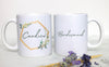 Gold and Green Leaves Custom Name - White Ceramic Mug