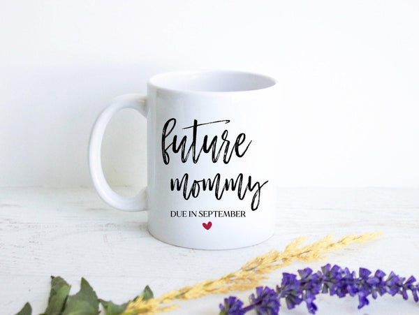 Future Mom Custom Date - White Ceramic Mug