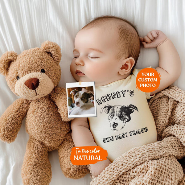 Custom New Best Friend Bodysuit | Protected By Pets, Newborn Outfit, Gift for Baby Pet Lover, Dog Brother, Baby Announcement, Cat Portrait