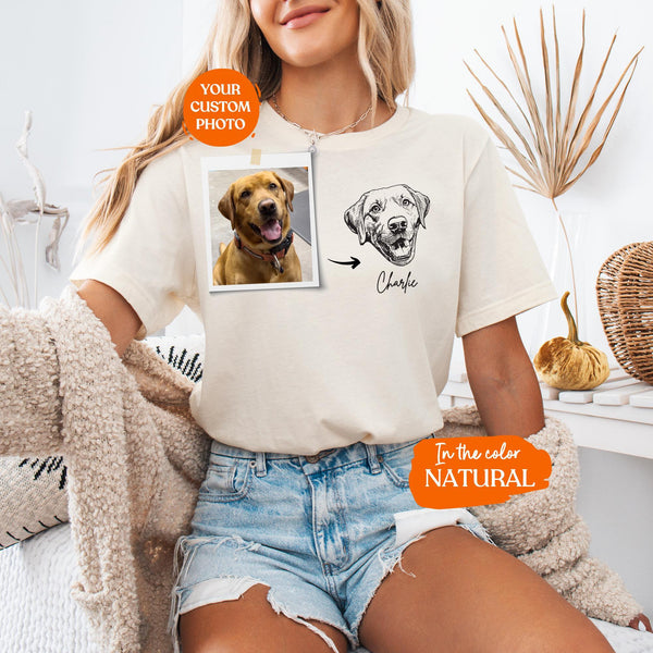Custom Pet Shirt | Dog Cat Pet Portrait Gift, Custom Dog Photo and Name Shirt, Pet Memorial Lover Gift, Cat Dog Mom Gift, Custom Cat Shirt
