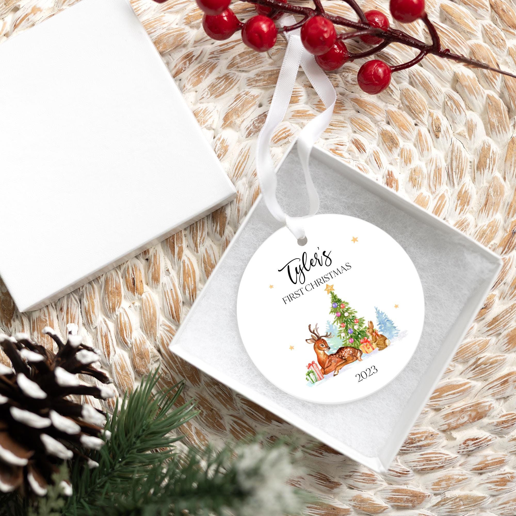 Custom Baby's First Christmas Ornament 2025 | Ceramic New Baby Ornament, New Mom Gift, Baby's First Holiday Gift, New Baby Keepsake