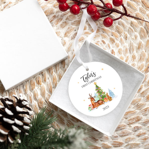 Custom Baby's First Christmas Ornament 2025 | Ceramic New Baby Ornament, New Mom Gift, Baby's First Holiday Gift, New Baby Keepsake