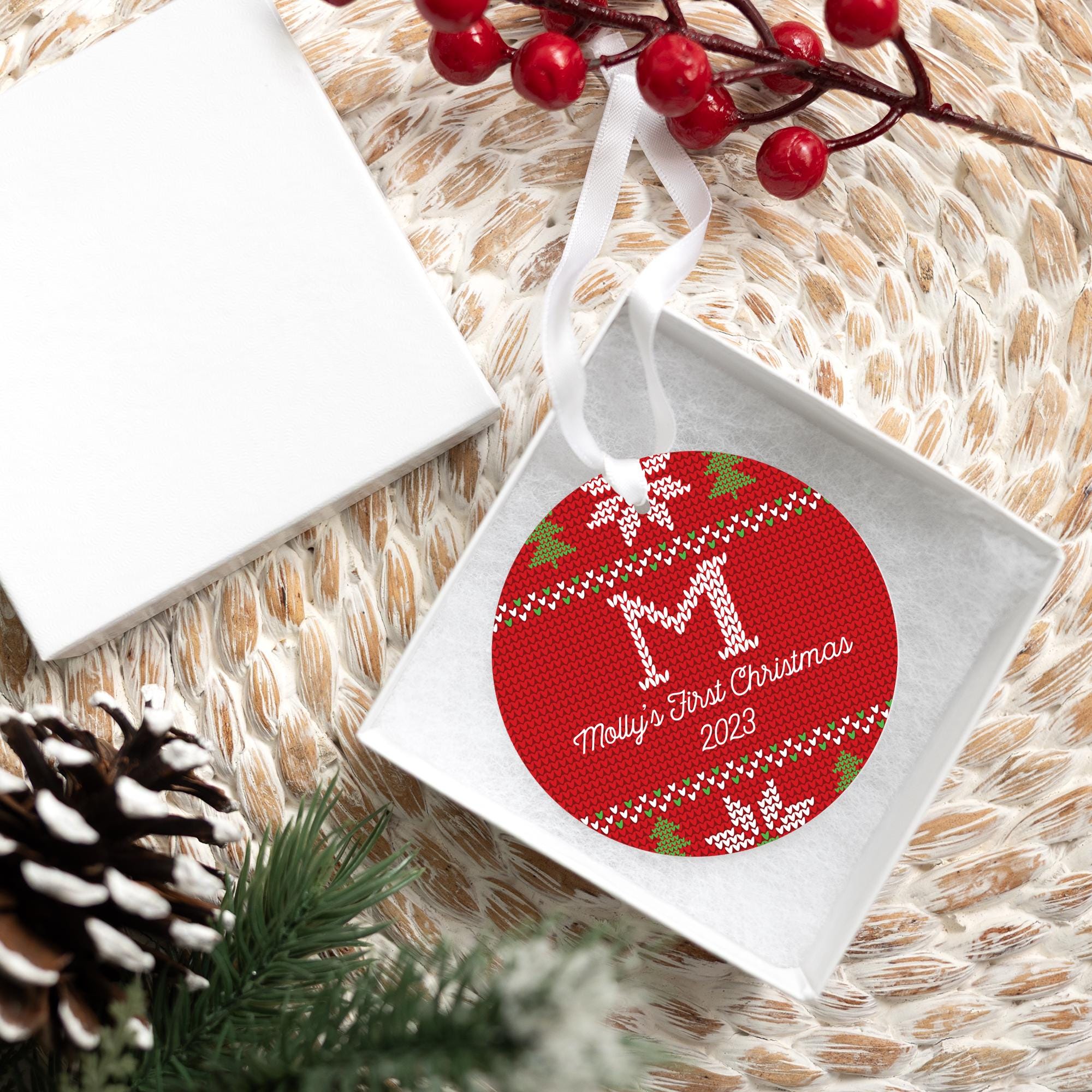 Custom Baby's First Christmas Ornament 2025 | Ceramic New Baby Ornament, New Mom Gift, Baby's First Holiday Gift, New Baby Keepsake