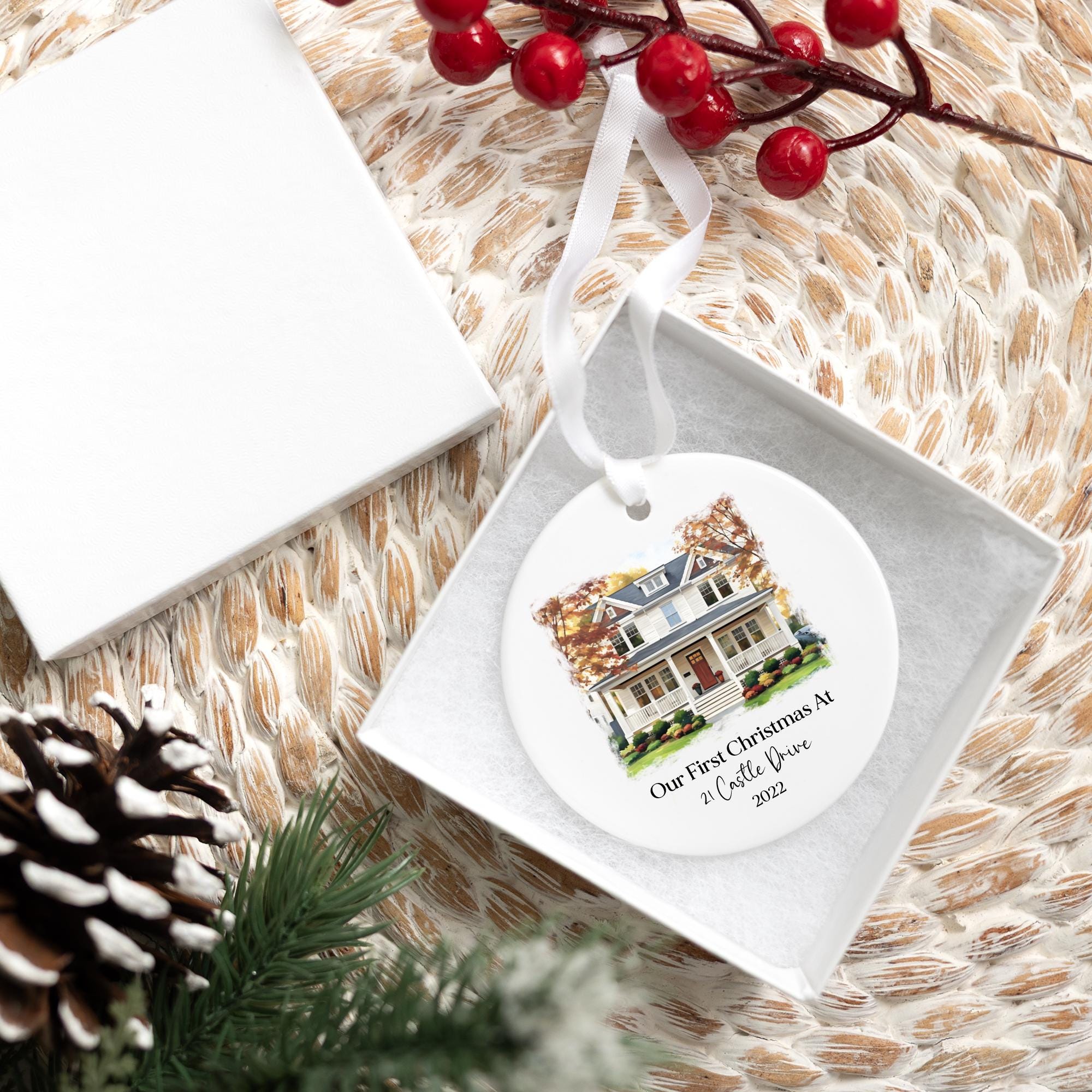 Personalized First Christmas New Home Custom Photo Ornament 2025 | Our First Home Custom Ornament, New Homeowner Gift, Housewarming Gift