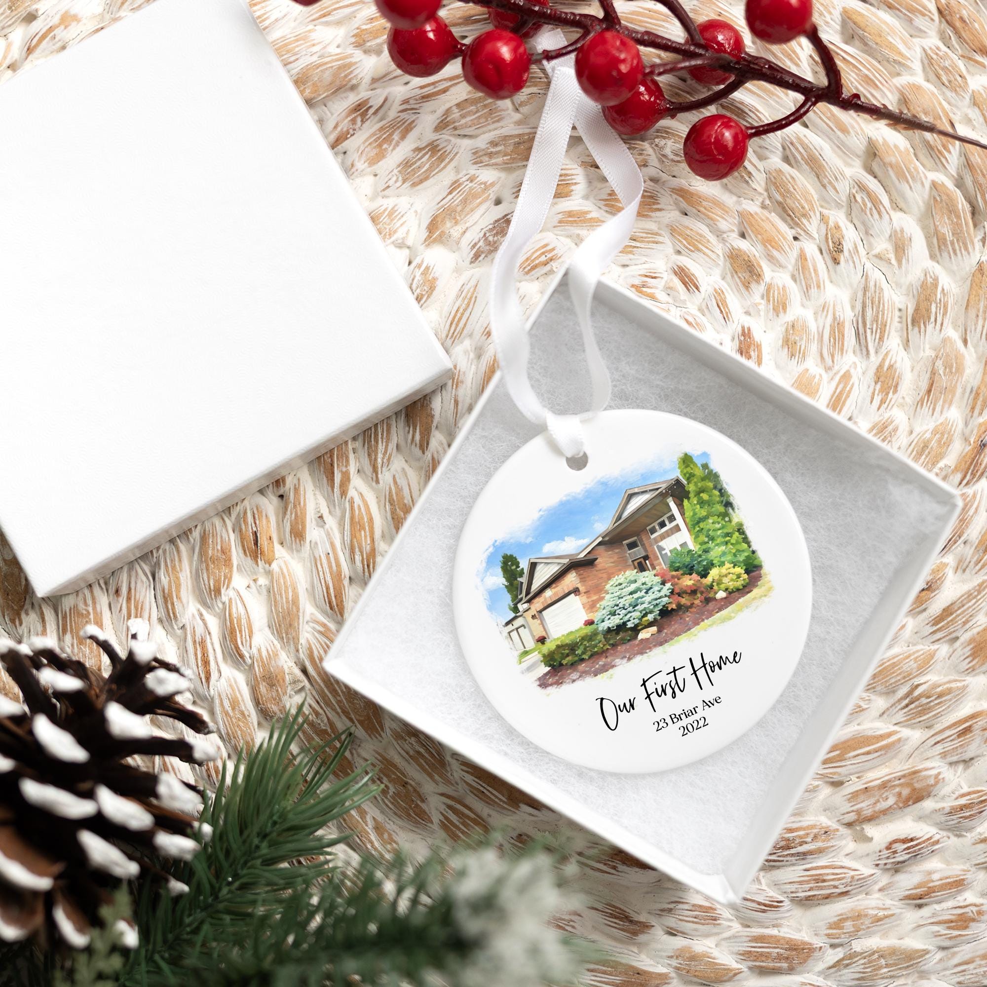 Personalized Our First Home Custom Photo Ornament 2025 | Our First Christmas At Custom Ornament, New Homeowner Gift, Housewarming Gift