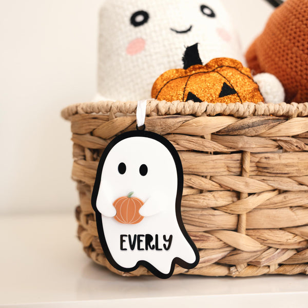 Personalized Boo Basket Tag for Halloween | Acrylic Ghost Custom Name Tag