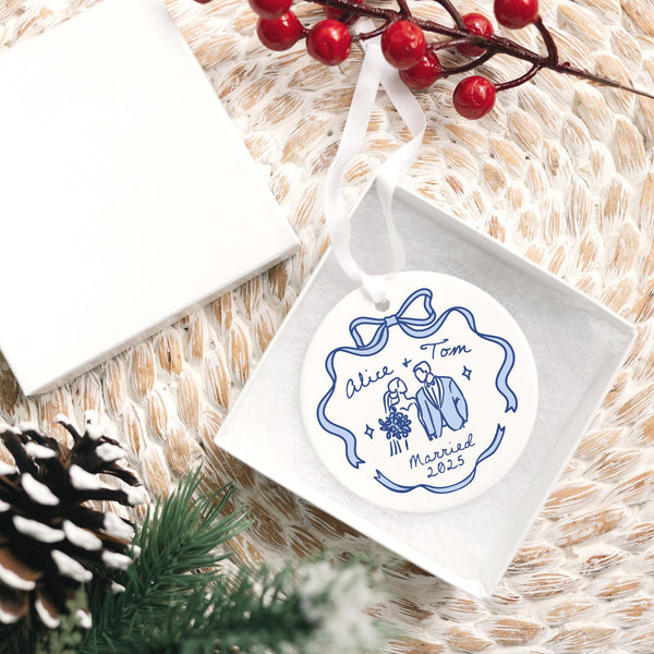 First Christmas Married Ornament 2025 | Ceramic Newlywed Keepsake, Mr Mrs Christmas Ornament, Newlywed Gift, Personalized Wedding Gift