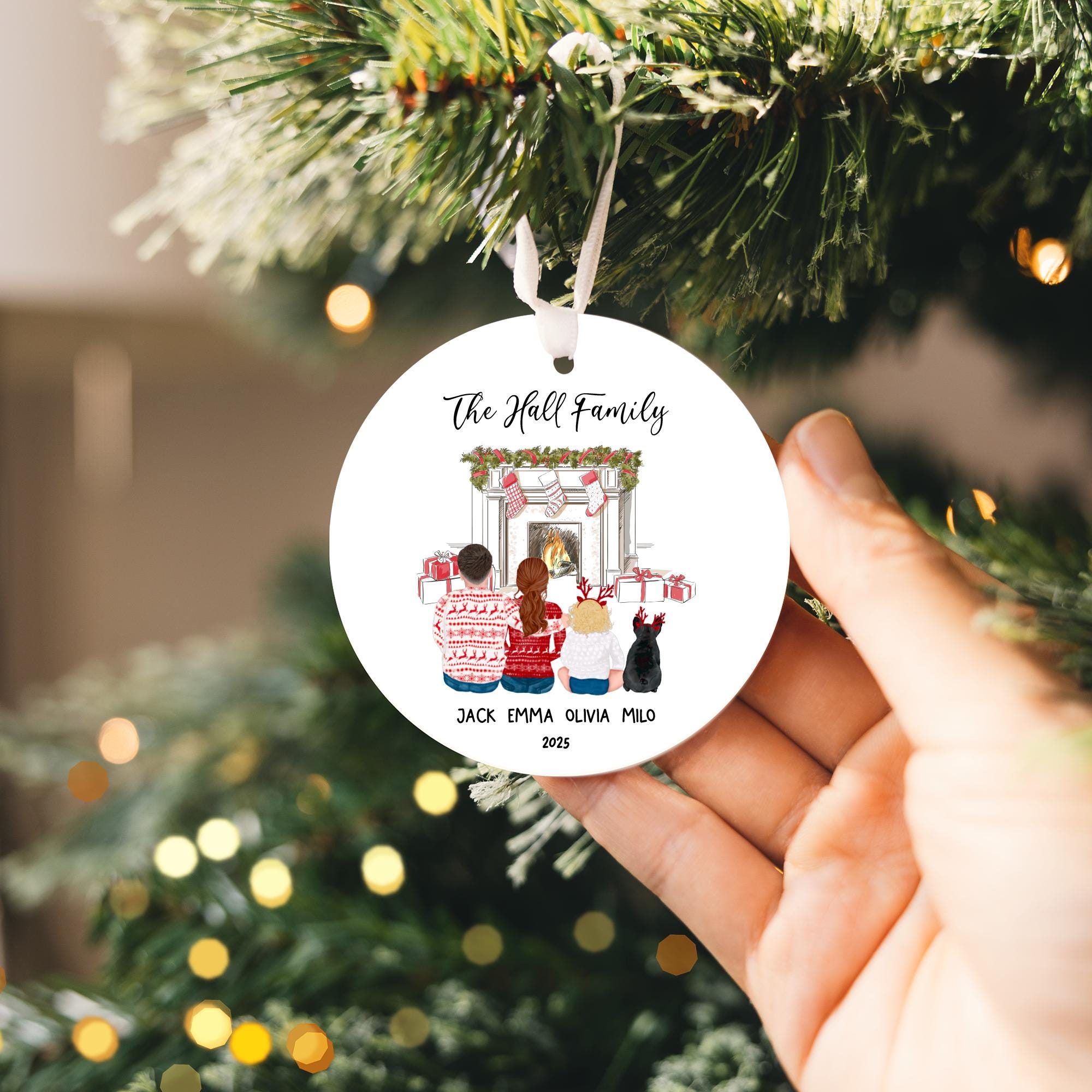 Personalized Family Christmas Ornament 2025 – Custom Family Name Ornament, Ceramic Holiday Keepsake, Family Christmas Gift